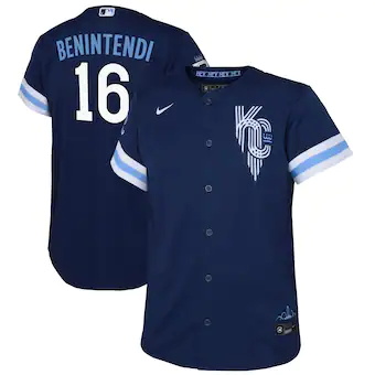 youth nike andrew benintendi navy kansas city royals 2022 c